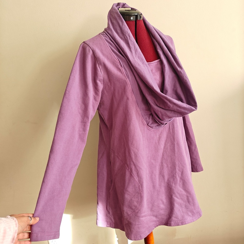 Color Me Cotton Women's Sweater Cowl Neck Large look Purple Long Sleeve Tunic S‎